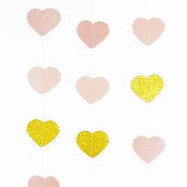 Купить Гирлянда-подвеска Сердце, Розовый микс, с блестками, 180 см, 1 шт.