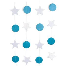 Купить Гирлянда-подвеска Звезда, Круги и звезды, Голубой/Белый, Перламутр, 250 см, 1 шт.