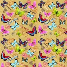 Купить Упаковочная бумага, Крафт (0,7*1 м) Тропические бабочки, 1 шт.