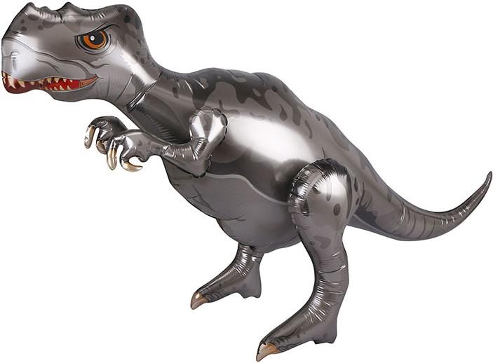 Шар (38''/97 см) Ходячая Фигура, Динозавр Тираннозавр, Серый, 1 шт. в упак.