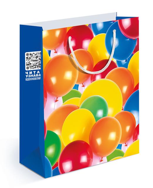 Пакет подарочный, Воздушные шарики, 23*18*10 см, 1 шт.