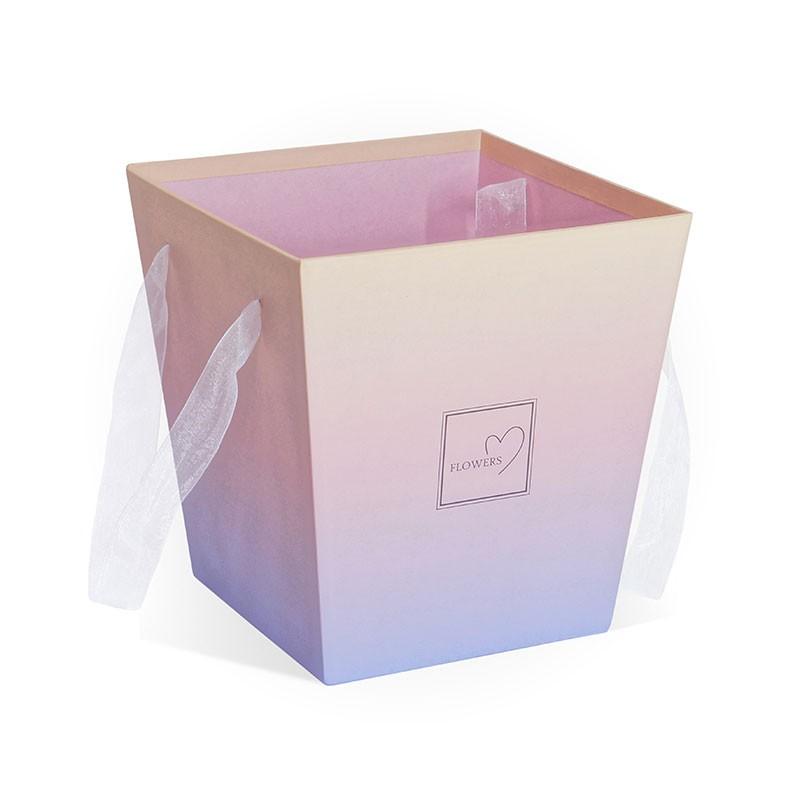 Коробка для цветов Трапеция, Цветочный ореол, Розовый, Градиент, 17*17*18 см, 1 шт.