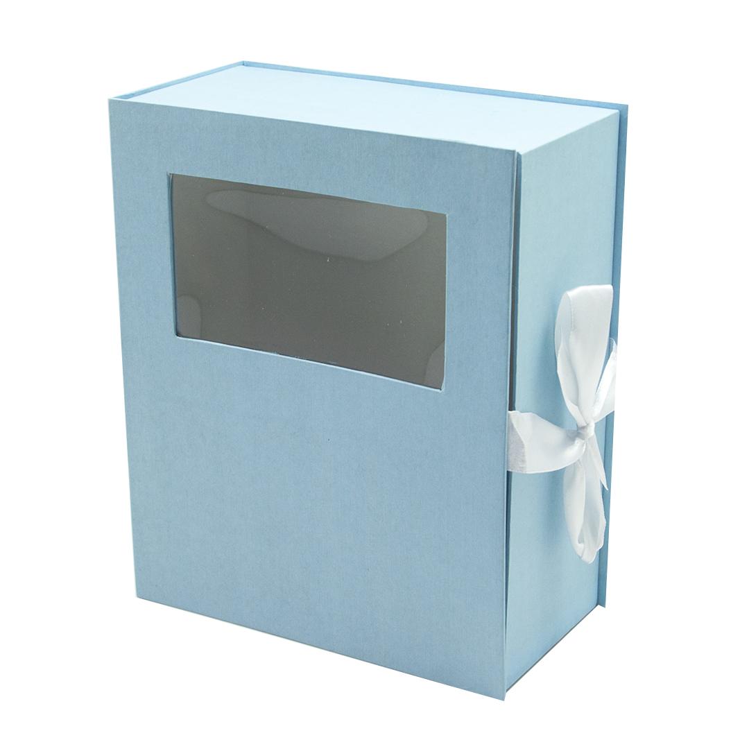 Коробка подарочная Книга с окном, Голубой, 24*20*10 см, 1 шт.