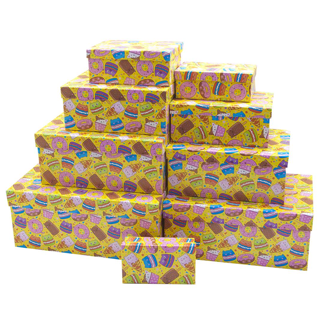 Набор коробок Сладости, Желтый, 28*18*12 см, 9 шт.