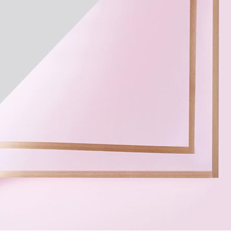 Упаковочная матовая пленка (0,6*0,6 м) Золотая кайма, Светло-розовый, 20 шт.