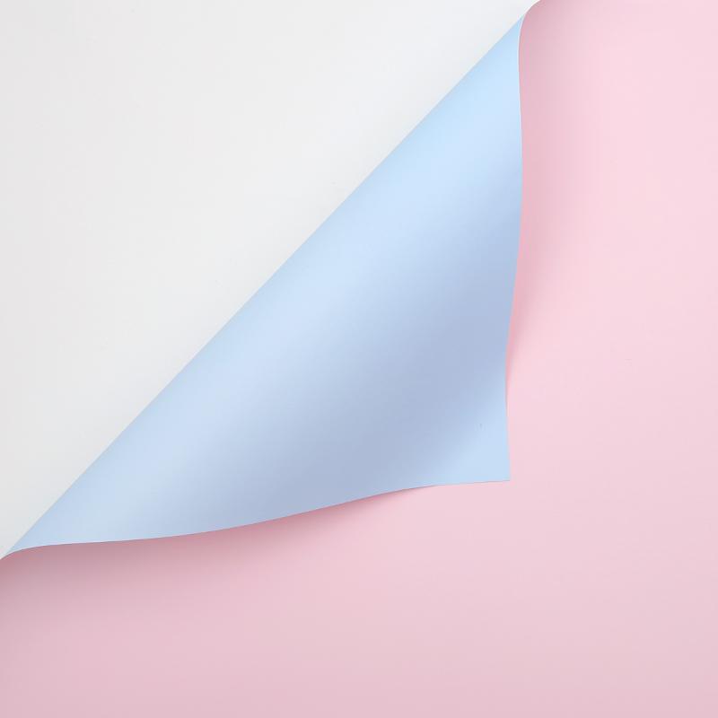 Упаковочная матовая пленка (0,6*0,6 м) Нежно-розовый/Голубой, 20 шт.