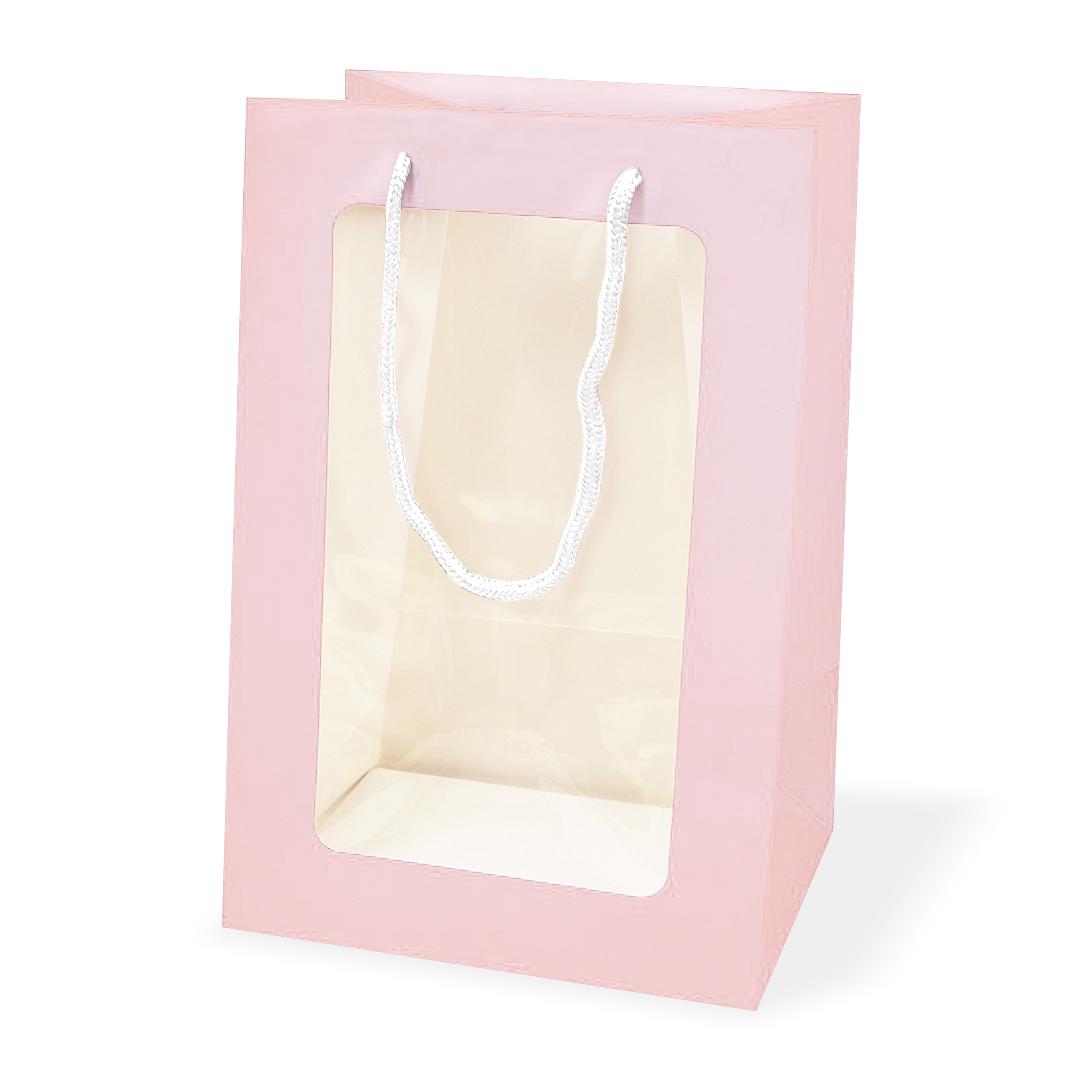 Пакет подарочный, Прозрачное окно, Розовый, 30*20*16 см, 1 шт.