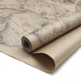 Купить Упаковочная бумага, Крафт (0,7*10 м) Карта мира, Коричневый, 1 ст, 1 шт.