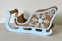 Декоративный ящик Сани Деда Мороза, Небесно-голубой, 27*10*14 см, 1 шт.