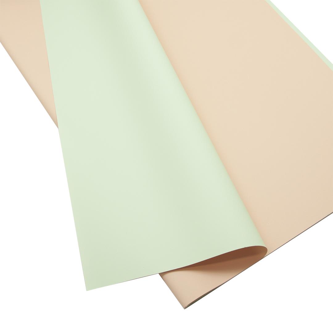 Упаковочная матовая пленка (0,6*0,6 м) Яркая, Персиковый/Бледно-зеленый, 20 шт.
