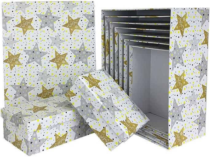 Набор коробок Новогодние звезды, 37*29*16 см, 10 шт.
