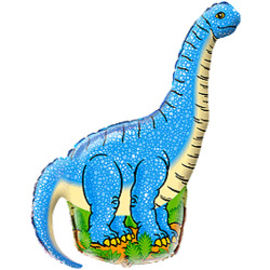 Купить Шар (16''/41 см) Мини-фигура, Динозавр Диплодок, Синий, 5 шт.